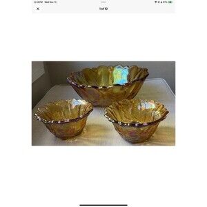 Indiana Glass Wild Rose Bowl & Taper Votive Candle Holders Marigold VTG